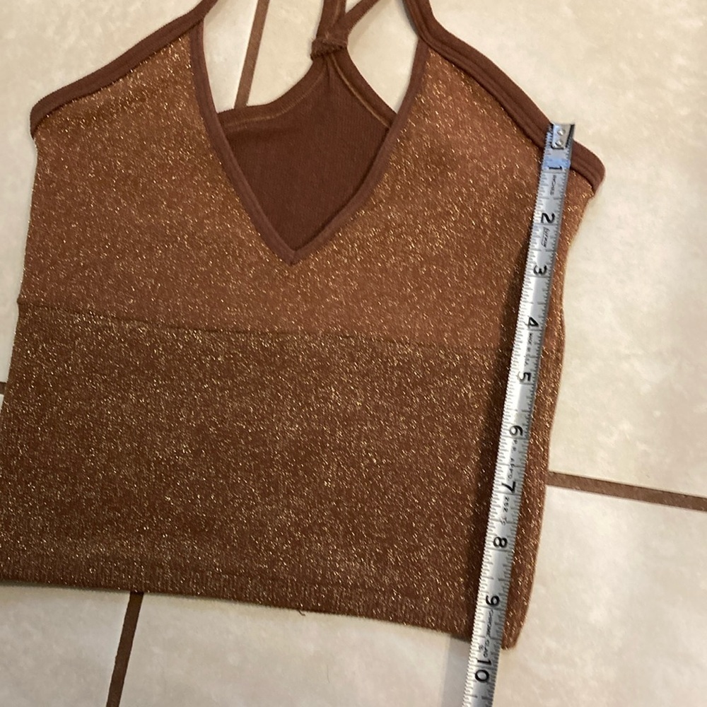 Anthropologie Brown Sparkly Crop Tank - Picture 8 of 9